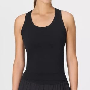 Sweaty Betty Athlete Seamless Crop Tank Top Black L NWT Workout Running Gym Yoga